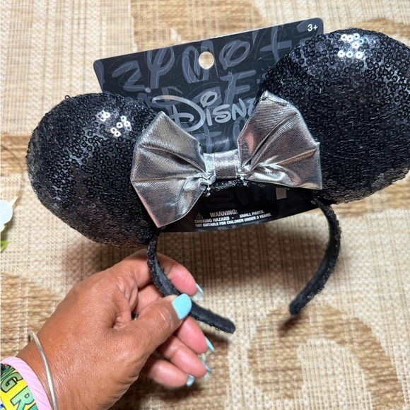 DISNEY EARS - 2 pieces! Gold/Silver and Gold/Floral Mickey Mouse Disneyworld NEW - Picture 4 of 6